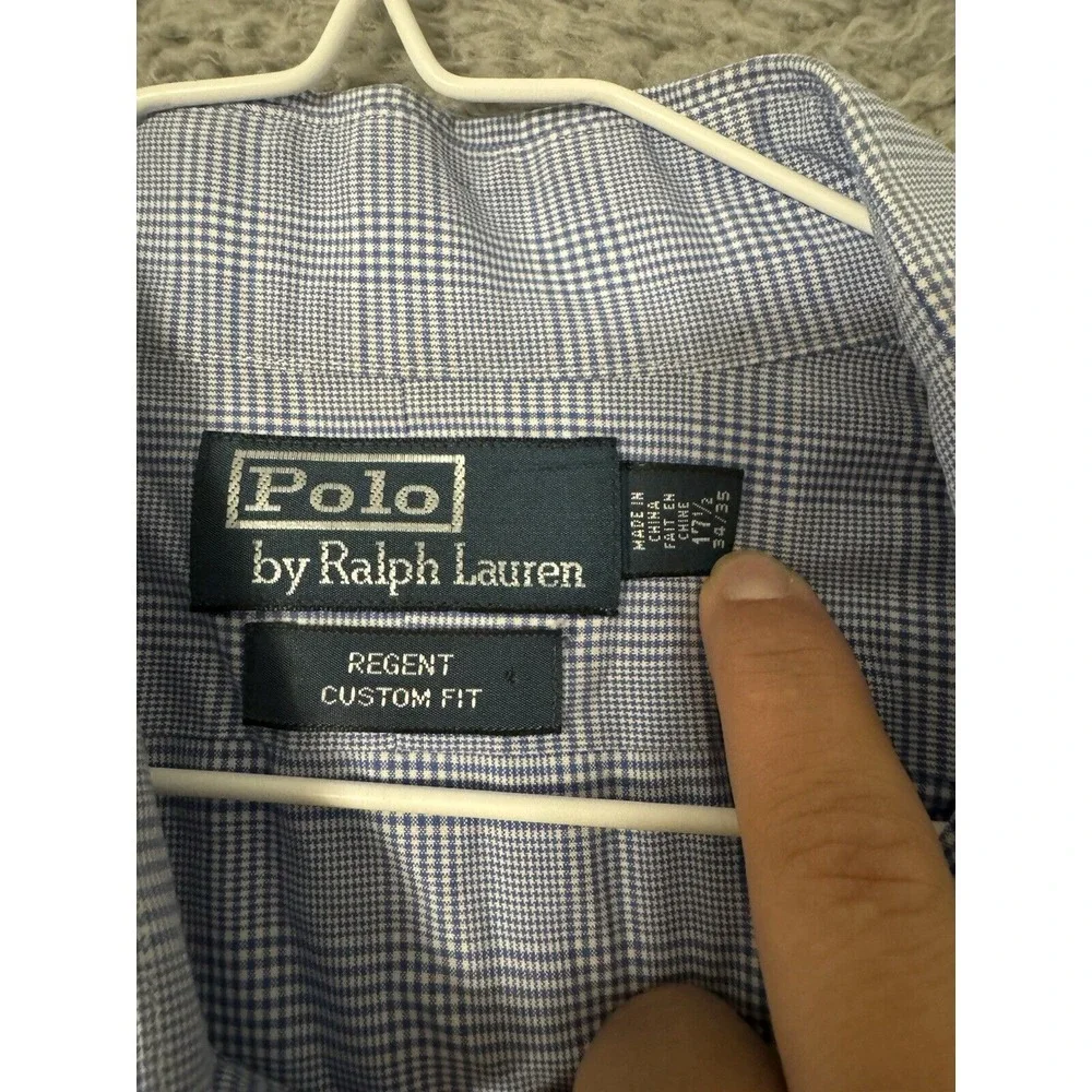 Polo Ralph Lauren Dress Shirt Men 17.5 34/35‎ Collar Regent Custom Fit